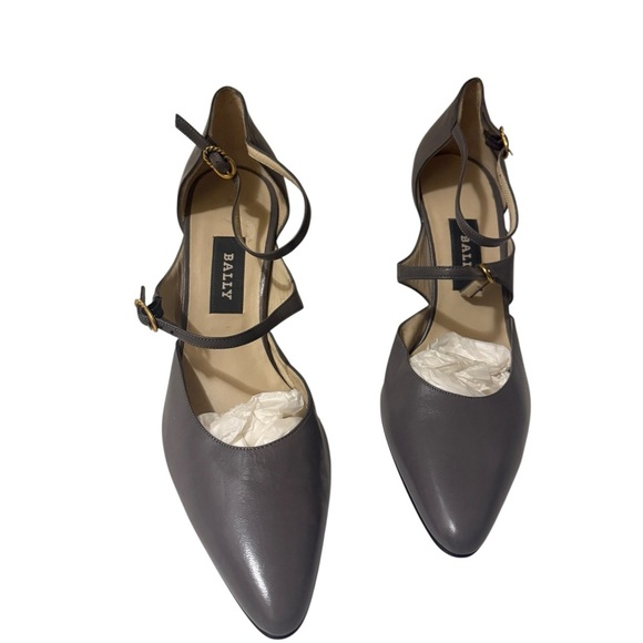 Bally Women's Gray Leather Heels Italian leather shoes very elegantgant and chic - Picture 11 of 12